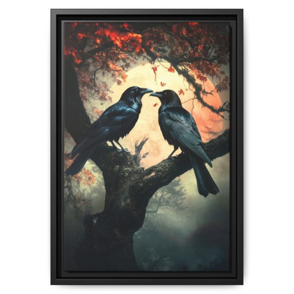 Raven Lovers Under Full Moon Wall Art Print - Image 2