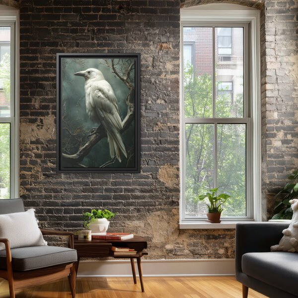 Albino White Raven Wall Art Print - Image 2