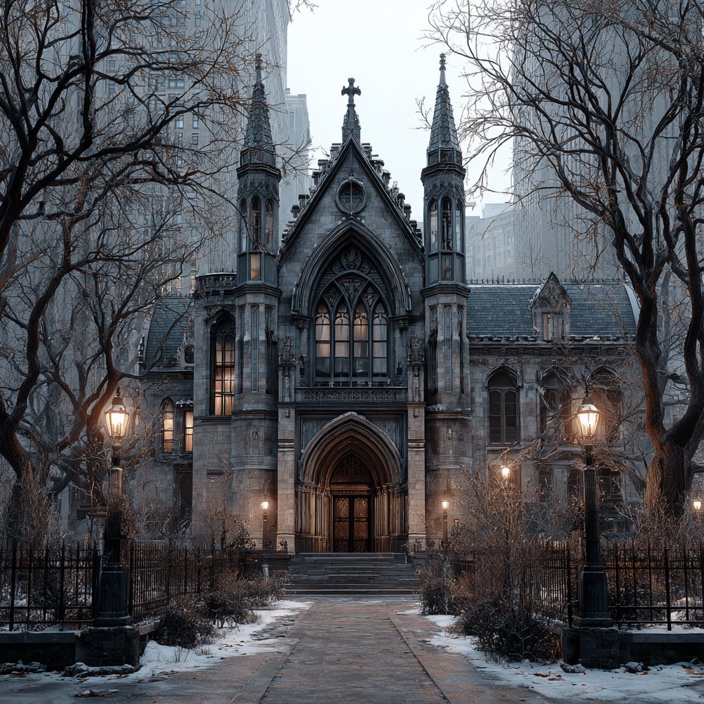 Winter Chapel at Dusk