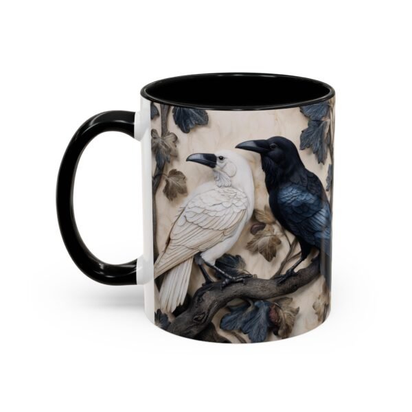 Black & Albino White Raven Crow Coffee Mug - Image 3