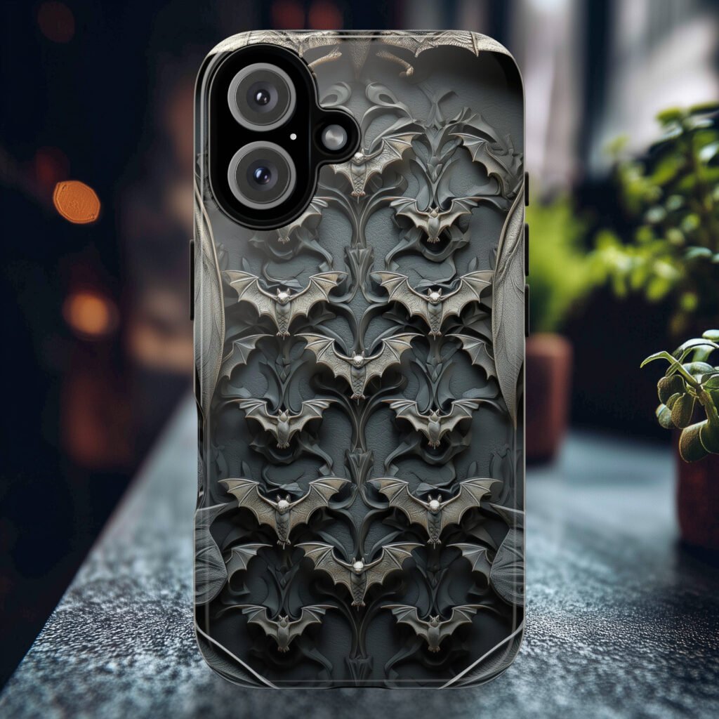 Bats 3D style dark aesthetic phone case.