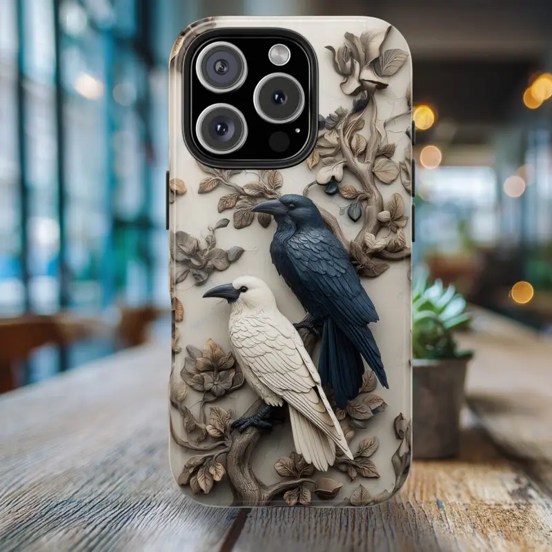 Black and albino ravens phone case.