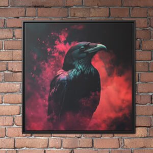 Crimson mist raven gothic wall decor.