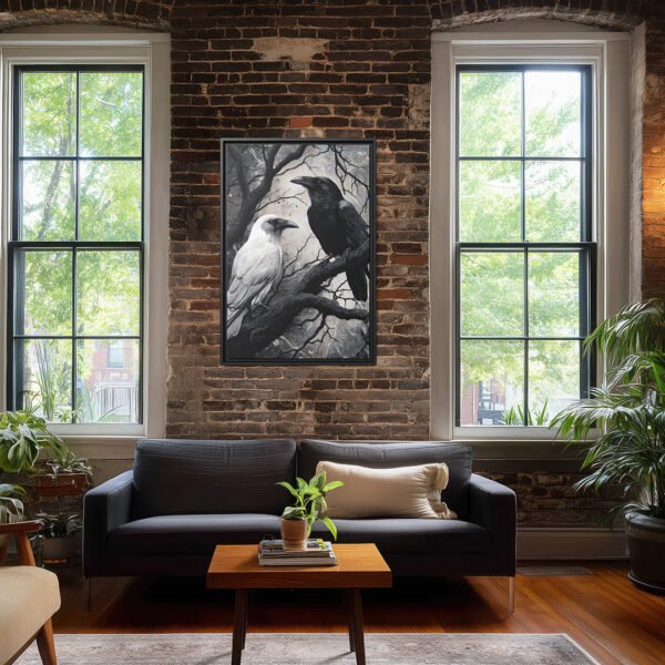 Black and Albino White Raven Wall Art - Image 2