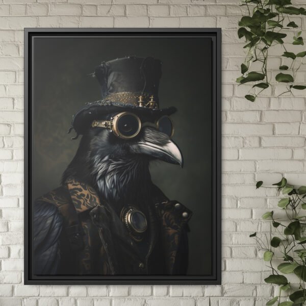 Steampunk raven wall decor. Poster, framed or unframed canvas.
