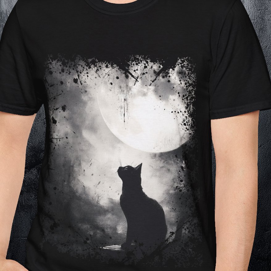 Black cat full moon tshirt.