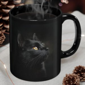 Black cat gothic coffee mug.