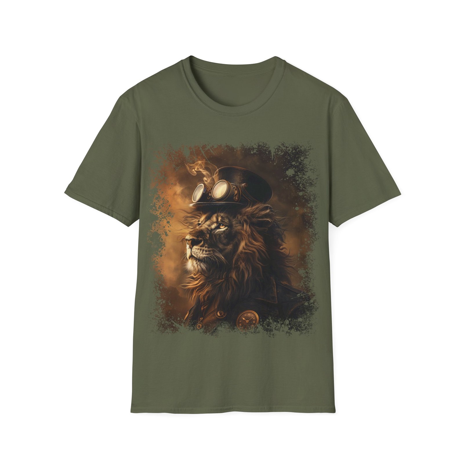 Steampunk Lion Portrait T-Shirt – Victorian Gothic King of Beasts Art Tee - Image 6