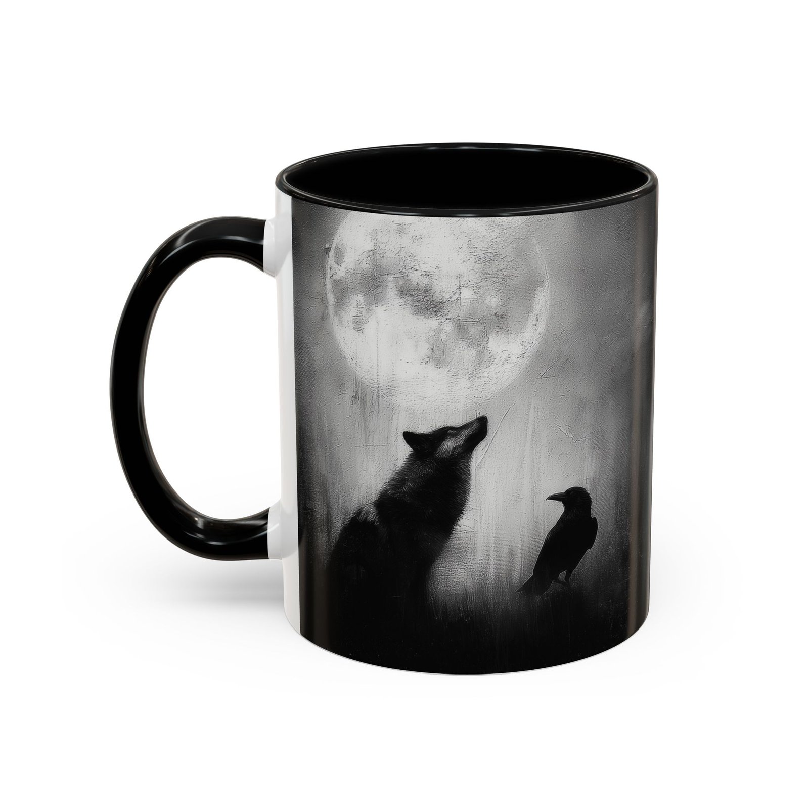Wolf & Raven Moonlit Mug – Gothic Full Moon Coffee Cup - Image 2