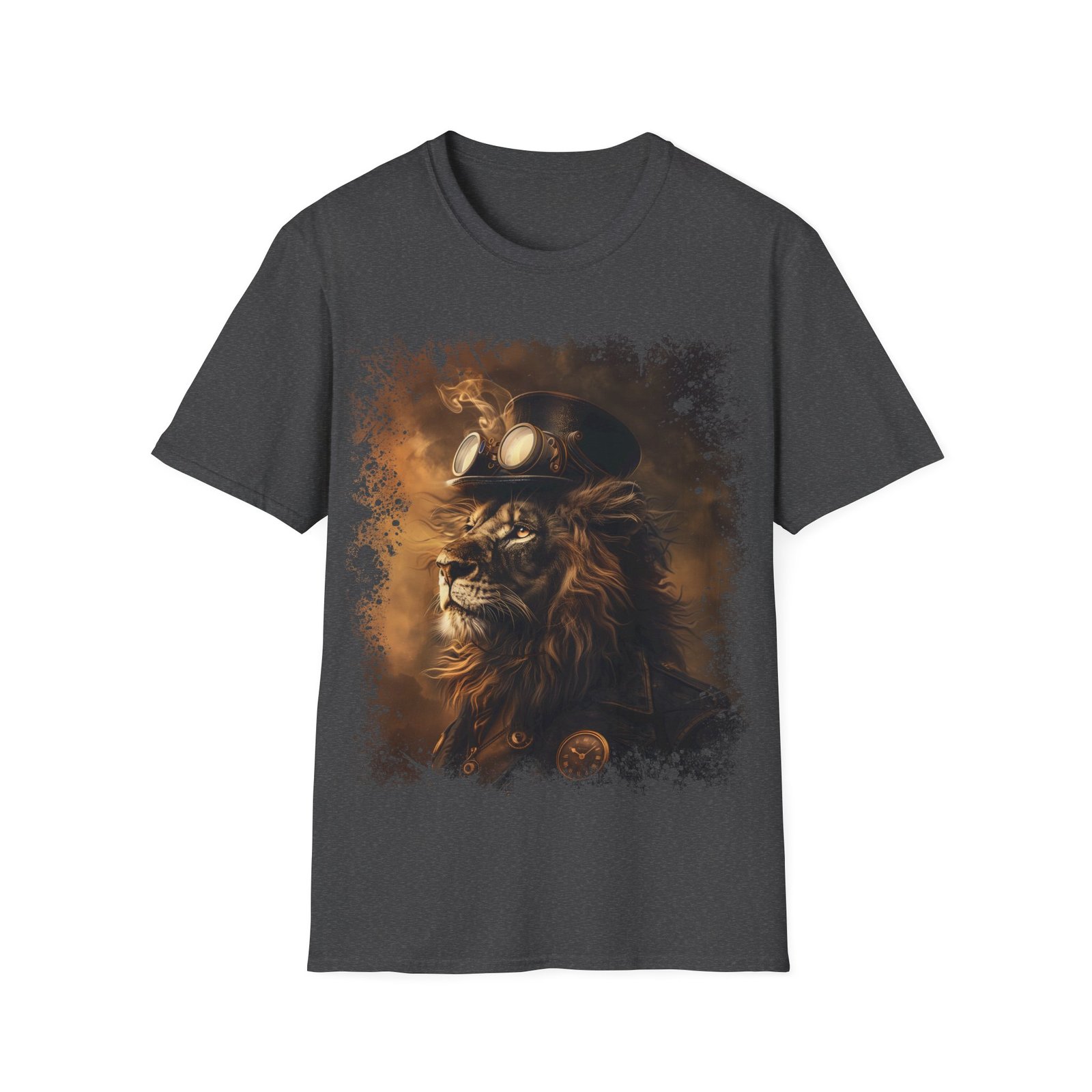 Steampunk Lion Portrait T-Shirt – Victorian Gothic King of Beasts Art Tee - Image 7