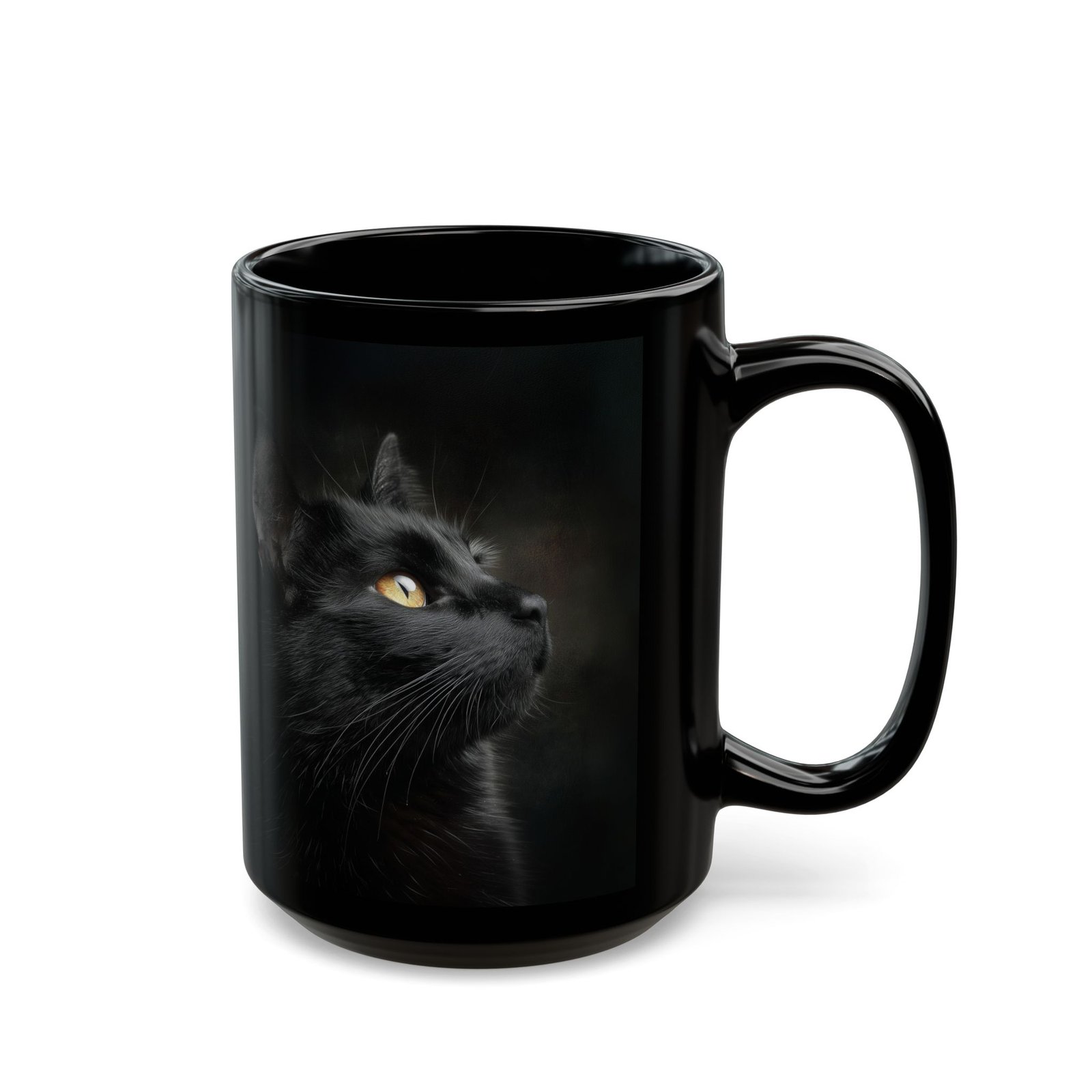 Black Cat Portrait Mug – Gothic Golden Eye Ceramic Coffee Cup - Image 6