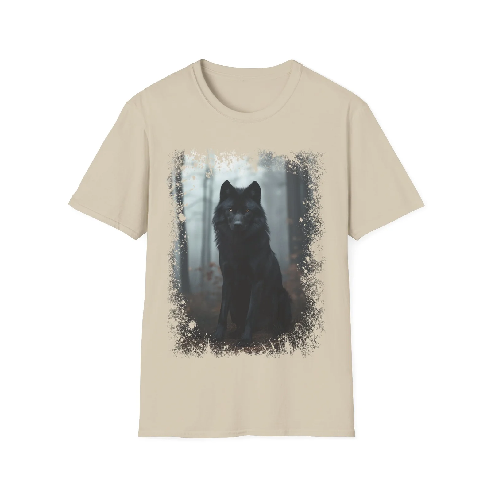 Black Wolf Graphic T-Shirt — Mystical Forest Wolf Tee - Image 3