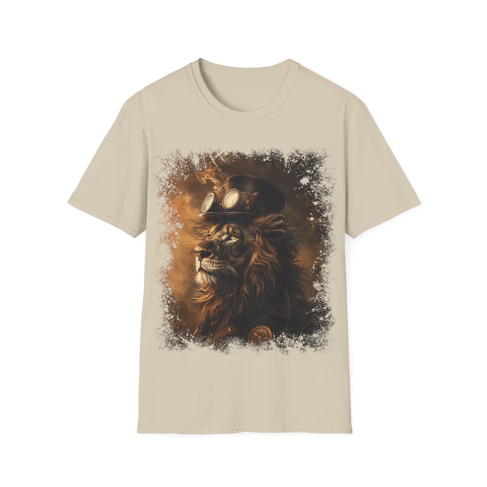 Steampunk Lion Portrait T-Shirt – Victorian Gothic King of Beasts Art Tee - Image 3