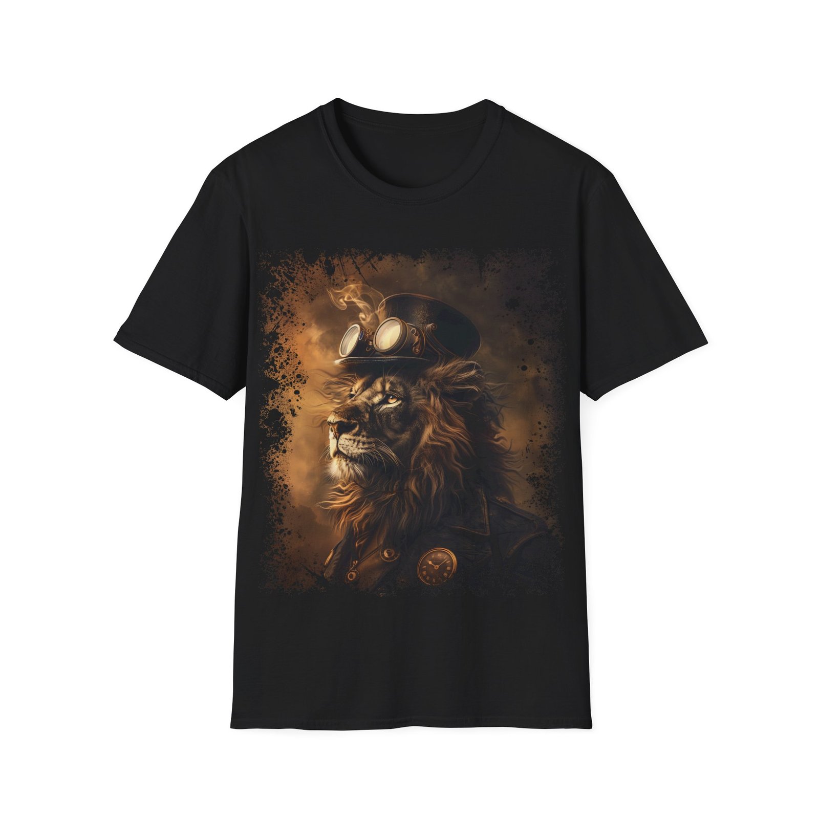 Steampunk Lion Portrait T-Shirt – Victorian Gothic King of Beasts Art Tee - Image 2
