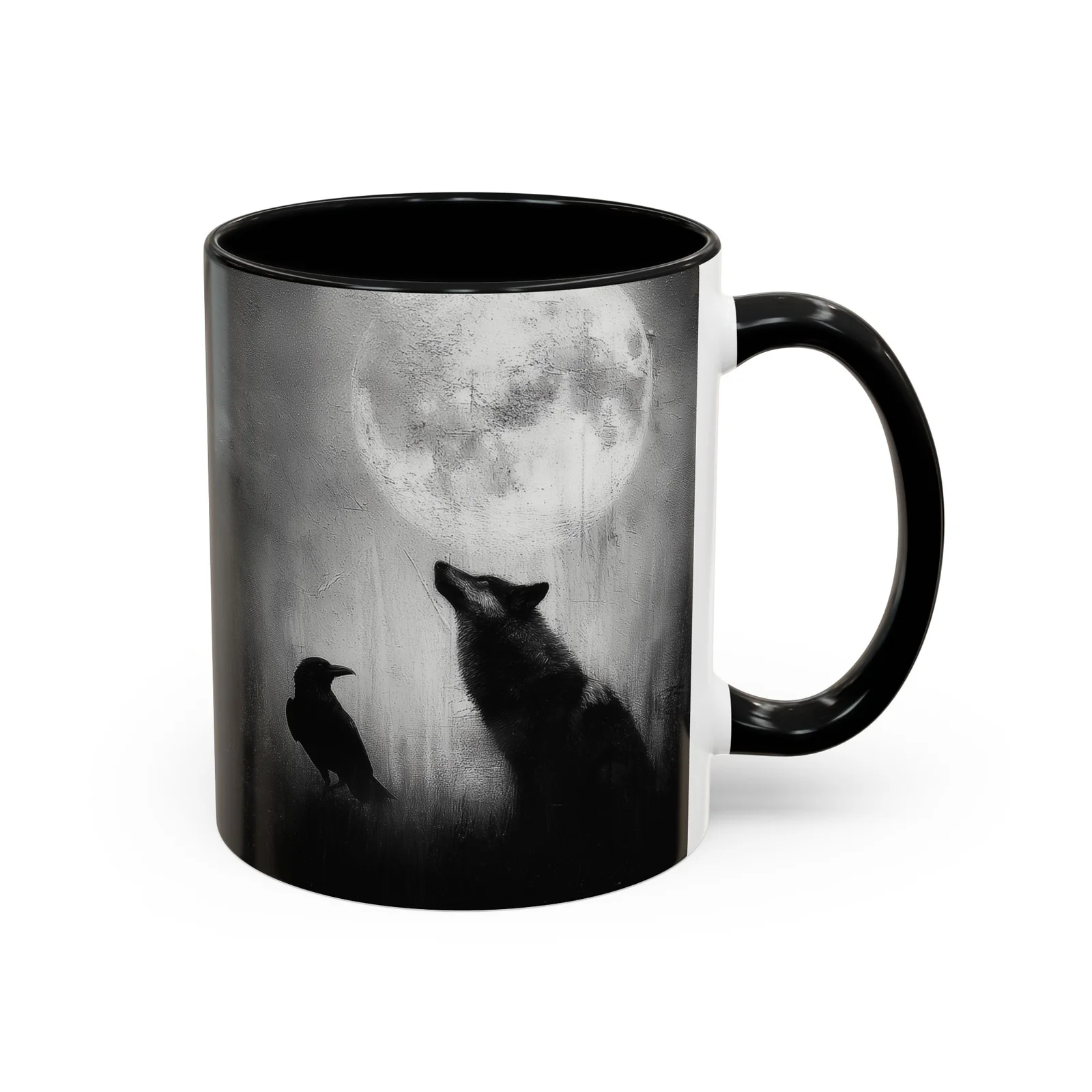 Wolf & Raven Moonlit Mug – Gothic Full Moon Coffee Cup - Image 3