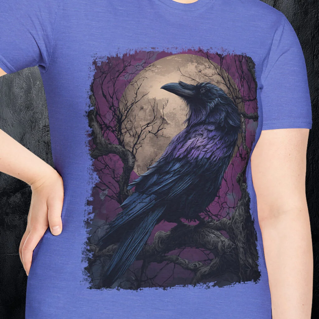 Purple raven full moon t shirt.