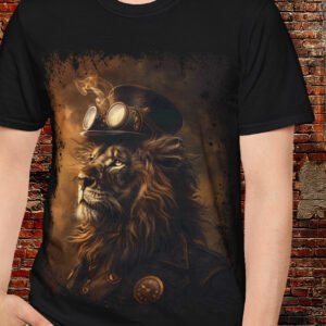 Steampunk Lion with top hat and goggles t-shirt.